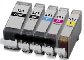 Canon PGI-520, CLI-521BK CLI-521C CLI-521M CLI-521Y  Compatible set of 5 Ink Cartridges